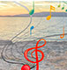 Notes de musique et eau